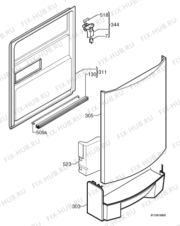 Взрыв-схема посудомоечной машины Electrolux ESF6132K - Схема узла Door 003